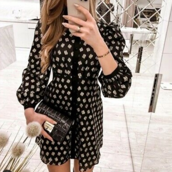 Zara Dresses & Skirts - Zara gold metallic shirt dress in brocade